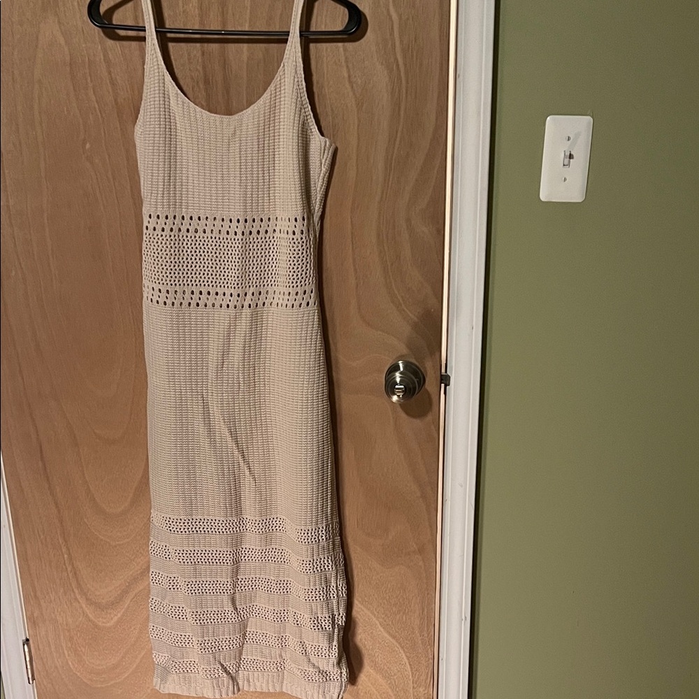 Lulu's Cream Crochet Midi Dress